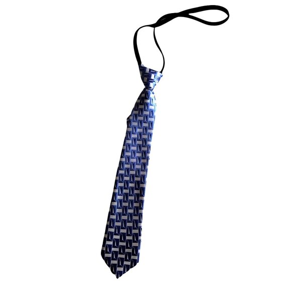 Toddler Boy  adjustable Tie Color Blue/ Grey - Picture 1 of 3